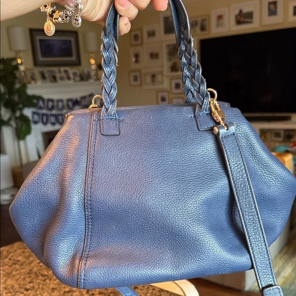 Tory Burch Navy Half Moon Satchel - Picture 15 of 15